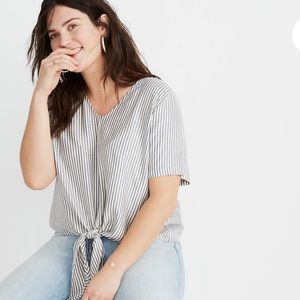 Madewell Tie Front Top in Stripe
